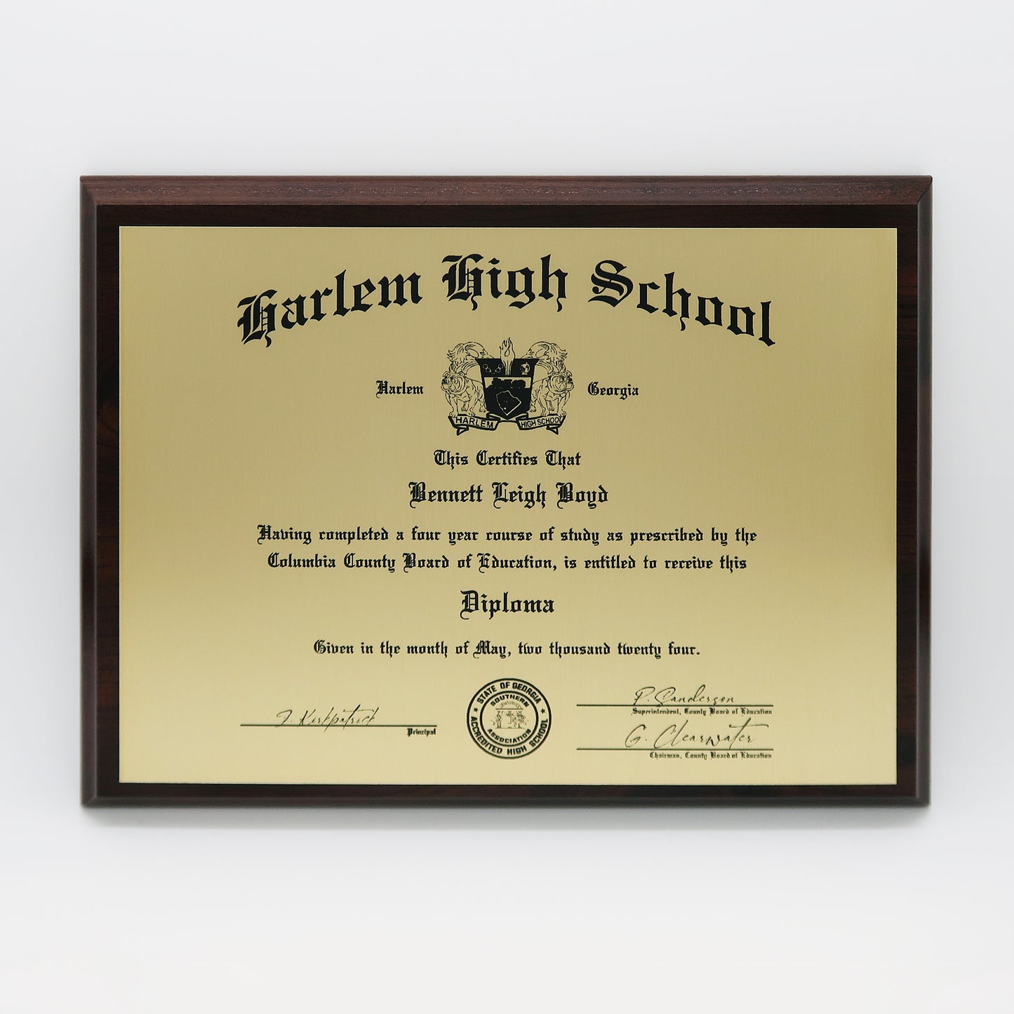 The "Regent" Diploma Plaque