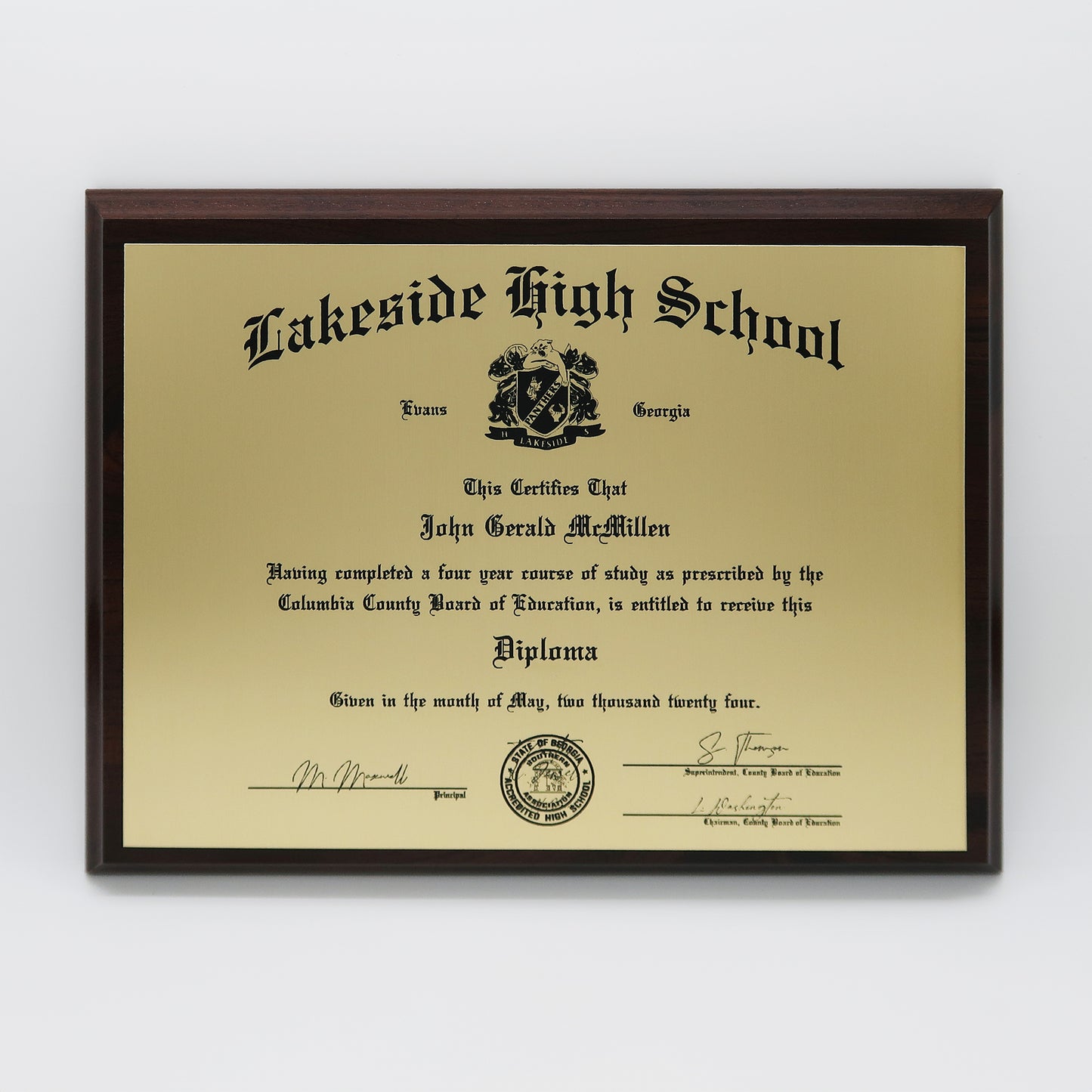 The "Regent" Diploma Plaque