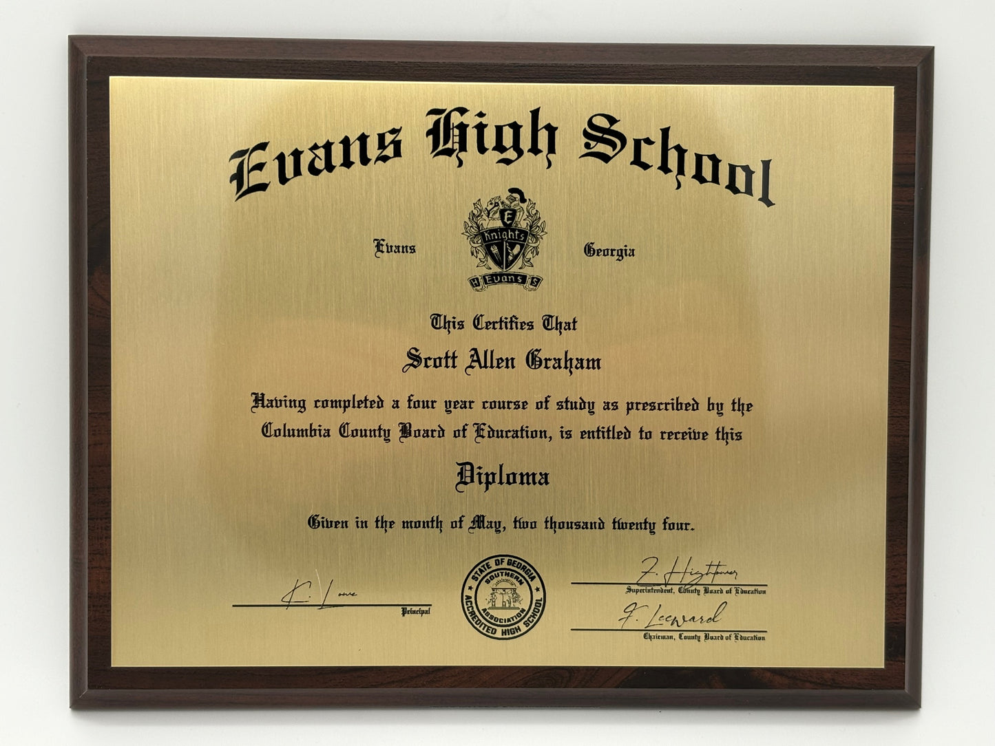 The "Regent" Diploma Plaque
